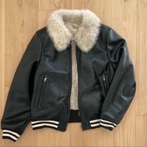 MOTHER Faux-Fur Moto Jacket